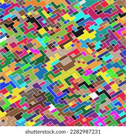 Kids Abstract Multicolor Geometric Pixelated Mosaic Pattern with Square Fragments, Puzzle Random Pixels, Repeatble Low Resolution Effect, 80s Retro Texture, Cube Fashion, Child Construction Background