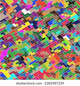Kids Abstract Multicolor Geometric Pixelated Mosaic Pattern with Square Fragments, Puzzle Random Pixels, Repeatble Low Resolution Effect, 80s Retro Texture, Cube Fashion, Child Construction Background
