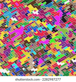 Kids Abstract Multicolor Geometric Pixelated Mosaic Pattern with Square Fragments, Puzzle Random Pixels, Repeatble Low Resolution Effect, 80s Retro Texture, Cube Fashion, Child Construction Background