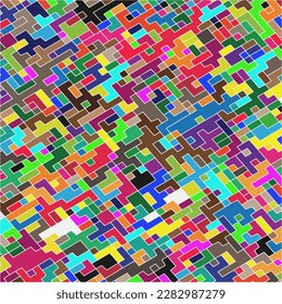Kids Abstract Multicolor Geometric Pixelated Mosaic Pattern with Square Fragments, Puzzle Random Pixels, Repeatble Low Resolution Effect, 80s Retro Texture, Cube Fashion, Child Construction Background