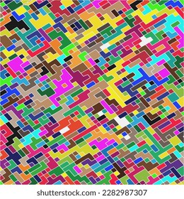 Kids Abstract Multicolor Geometric Pixelated Mosaic Pattern with Square Fragments, Puzzle Random Pixels, Repeatble Low Resolution Effect, 80s Retro Texture, Cube Fashion, Child Construction Background