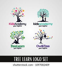 Kids Academy Tree Logo Designs Template Set