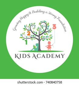 Kids academy vector logo design template