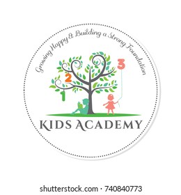 Kids academy vector logo design template