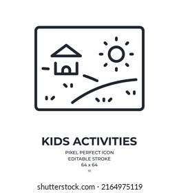 Kid's Activities And Early Education Concept Editable Stroke Outline Icon Isolated On White Background Flat Vector Illustration. Pixel Perfect. 64 X 64.