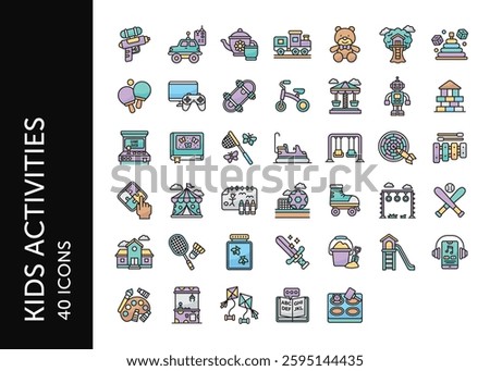 Kids Activities icon pack. Set icon design