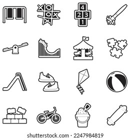 Kids Activities Icons. Line With Fill Design. Vector Illustration.