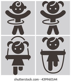 Kids activities icons set