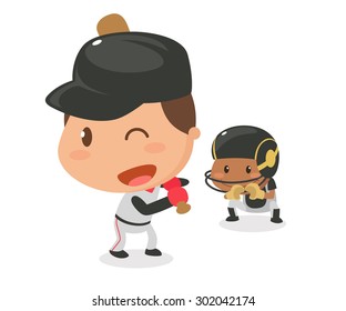 Kids activity. Baseball. Flat character design. vector and illustration.