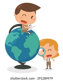 Kids activity. Flat character design. vector illustration. Discovery kids.