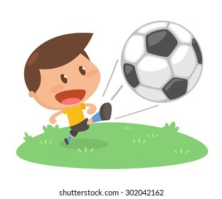 Kids activity. Playing Soccer. Flat character design. vector and illustration.
