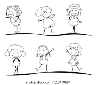 Illustration Sketches Kids On White Background Stock Vector (Royalty ...