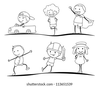 Kids Activity Sketches On White Background Stock Vector (Royalty Free ...