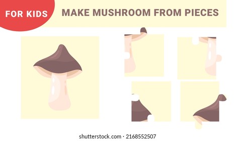 Kids activity worksheet. Education game for children. Mushroom puzzle.