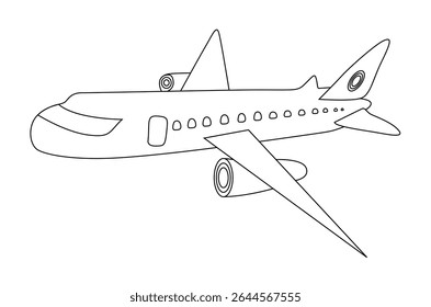 Kids Aeroplan to fill color line drawing isolated on white background - vector illustration 