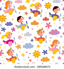 Kids in airplanes pattern