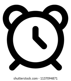 Kids alarm clock like shape with clock hands, making icon for timepiece 
