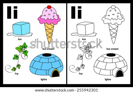 kids alphabet coloring book page outlined stock vector