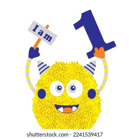 Kids alphabet with cute colorful monsters or insects. Funny fictional character with numbers in their paws. Vector illustration for school and education