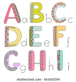 Kids Alphabet Elements Zen Tangle Doodling Stock Vector (Royalty Free ...