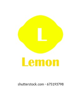 Kids alphabet in flat style. L - Lemon. Vector illustration for print, cards and creative  design