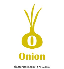 Kids alphabet in flat style. O - Onion. Vector illustration for print, cards and creative  design