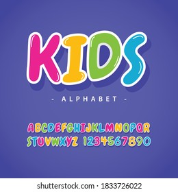 Kids alphabet full color vector template.