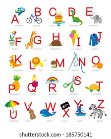 kids alphabet with hand-drawn pictures 