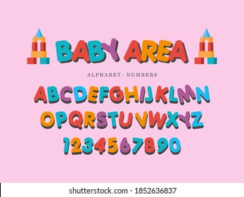 Kids alphabet and number design vector illustrations.Design for card, invitation, banner or print.