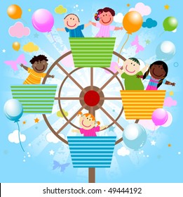 kids in the amusement park