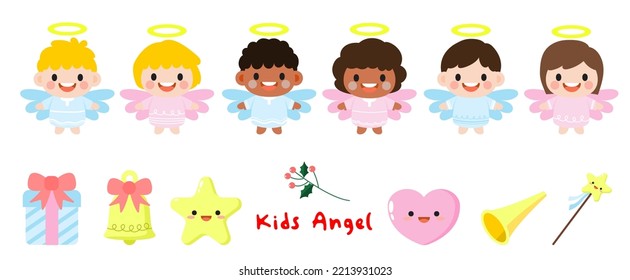 Kids Angel Flat Clipart, children pretty