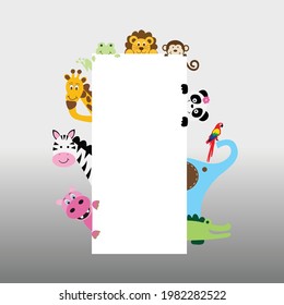 kids animal door decoration room party zoo vector illustration