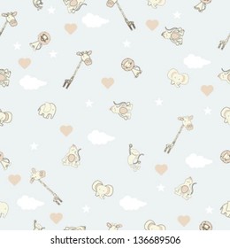kids animal seamless pattern