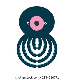 Kids Animals Cartoon with Numbers Eight, Vector Illustration. Isolated Image on White Background.
