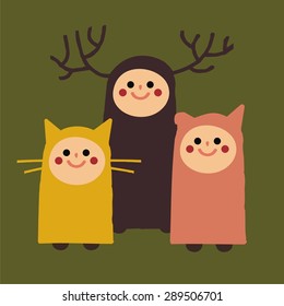 kids with animals costumes