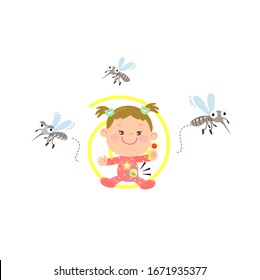 Kids and Anti Mosquito Patch Vector