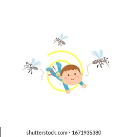 Kids and Anti Mosquito Patch Vector