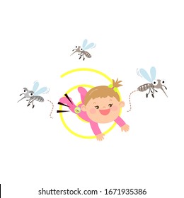 Kids and Anti Mosquito Patch Vector
