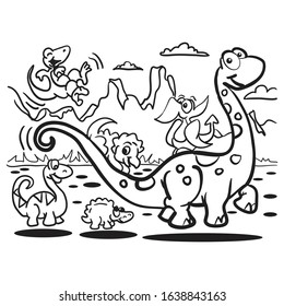 Kids antistress zentangle coloring book with dinosaurs of the Mesozoic era, developing intelligence, knowledge and fine motor skills in children. Dino poster stock vector illustration.