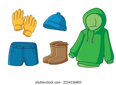 kid's apparel series templates in vector caricature structure and quite a number kinds of garb