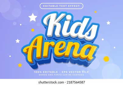 kids arena 3d editable text effect template