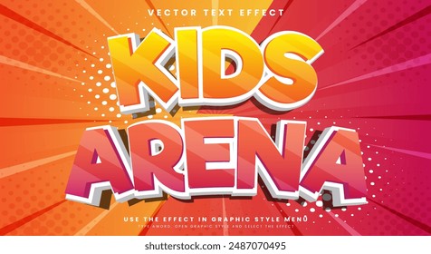 Plantilla de efectos de texto editable 3d estilo cómic Kids Arena