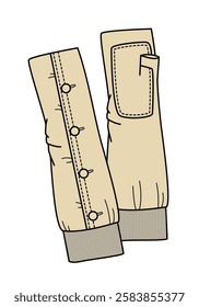 Kids arm length gloves vector design technical flat sketch by adobe illustrator.