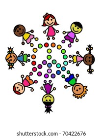 kids around a peace and love sign
