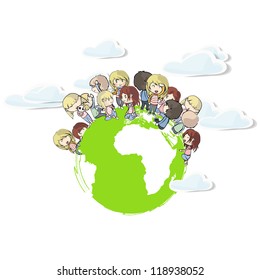 Kids around the world. Vector design.