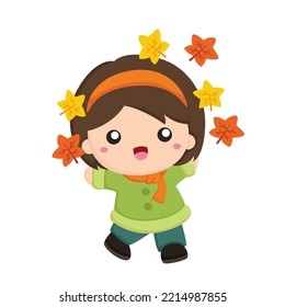 Kids Autumn Season Illustration Vector Clipart