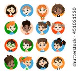 Kids avatar collection. Pupils boys and girls.  Vector illustrations Isolated on white background. 