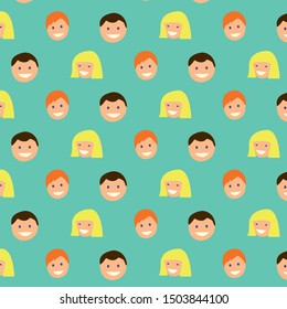 Kids Avatar pattern. Illustration Of Different Nationalities Children's Portraits. Children of Diverse Ethnicities. Cute  faces. Design for childrens textiles, wallpapers, designer paper.
