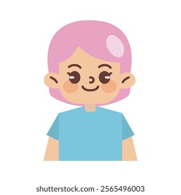Kids Avatar Vector Illustration Isolated In White. Face Emotions. Multinational User People Portrait. Flat Illustration