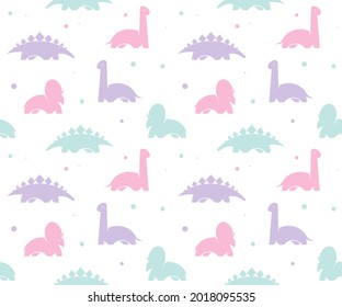 Kids baby background with cute dinosaurs. Vector seamless pattern.